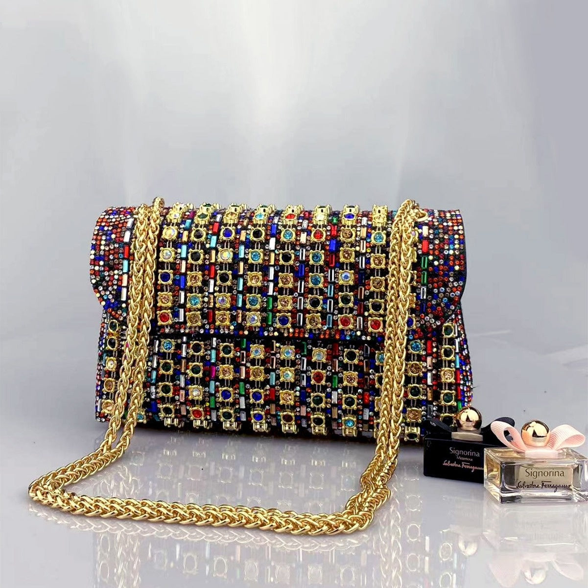 Elegant Clutch Bag with Rhinestones