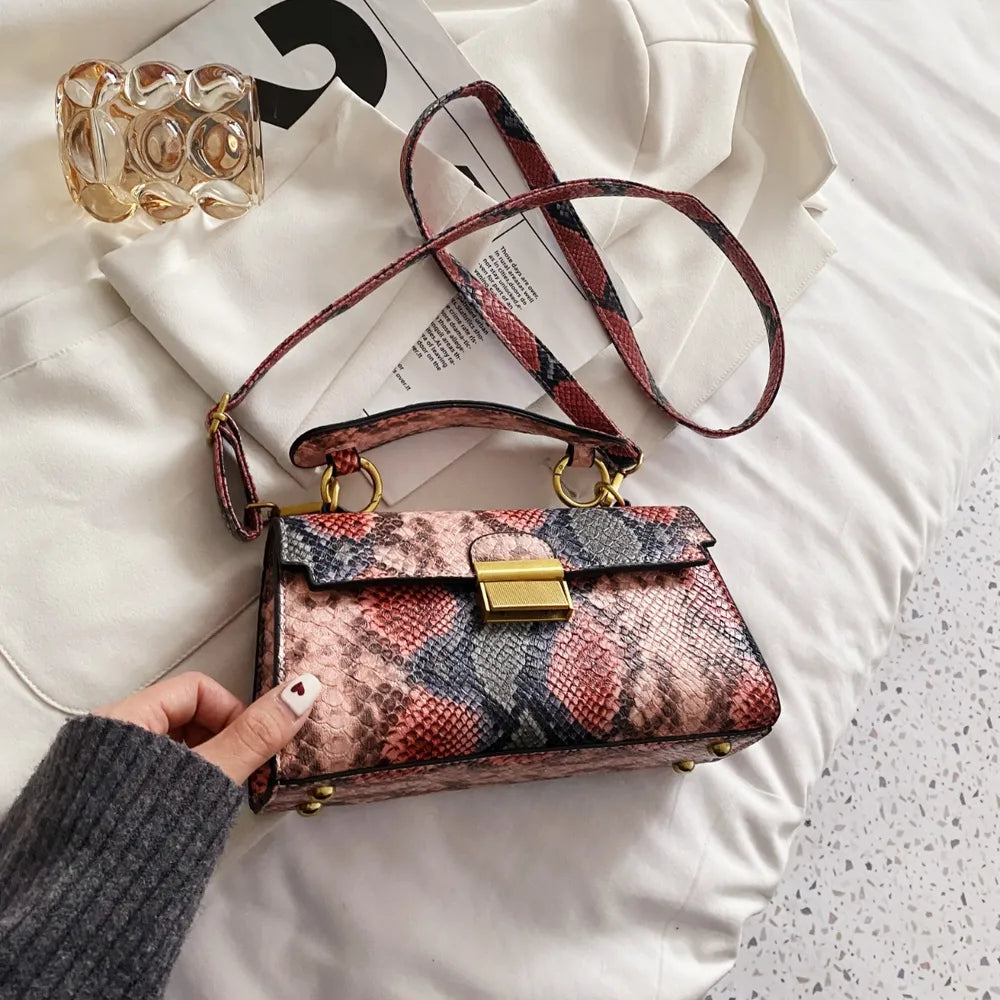 Snakeskin Print Crossbody Bag