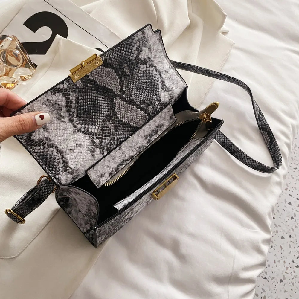 Snakeskin Print Crossbody Bag
