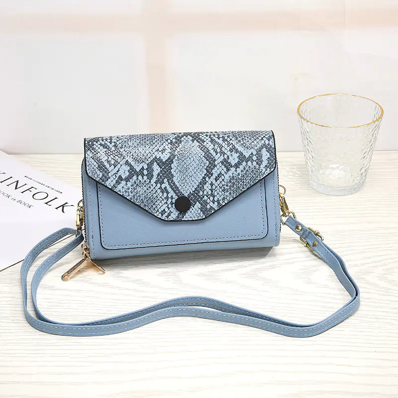 Snakeskin Flap Crossbody Purse