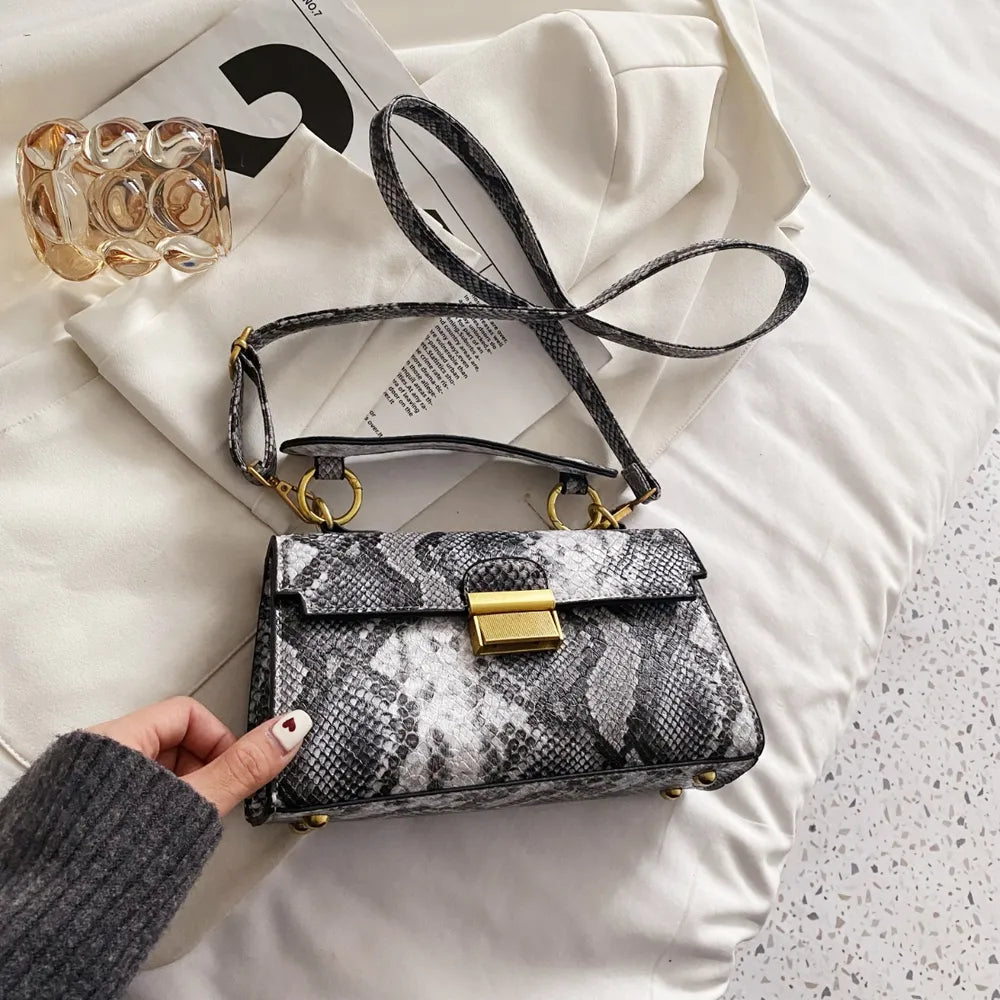 Snakeskin Print Crossbody Bag