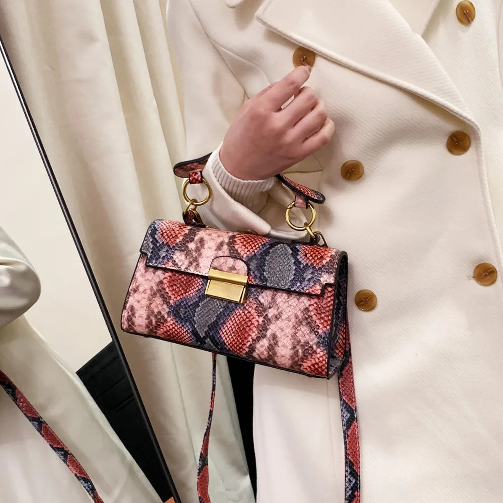 Snakeskin Print Crossbody Bag