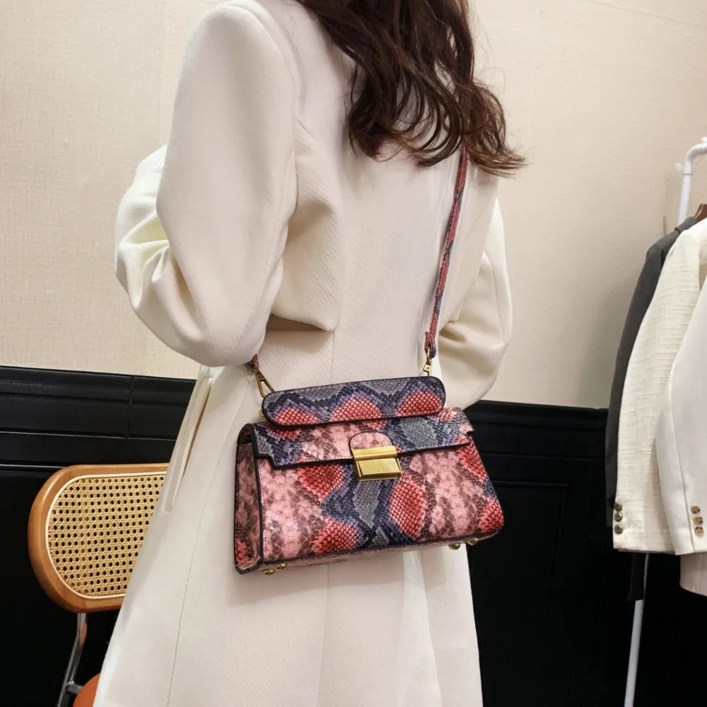 Snakeskin Print Crossbody Bag