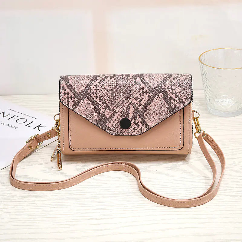 Snakeskin Flap Crossbody Purse