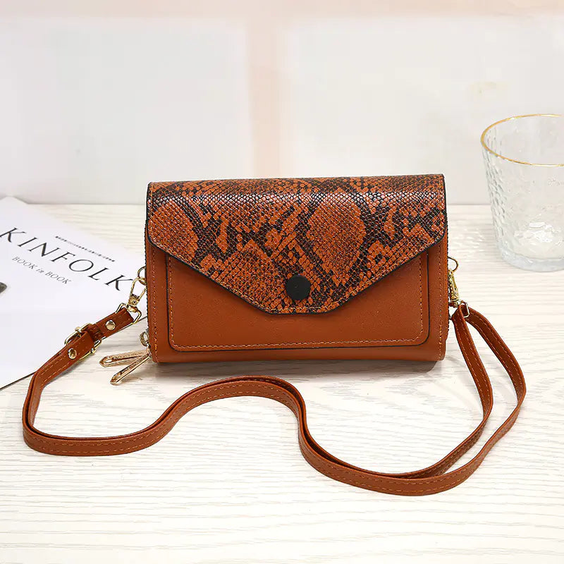 Snakeskin Flap Crossbody Purse