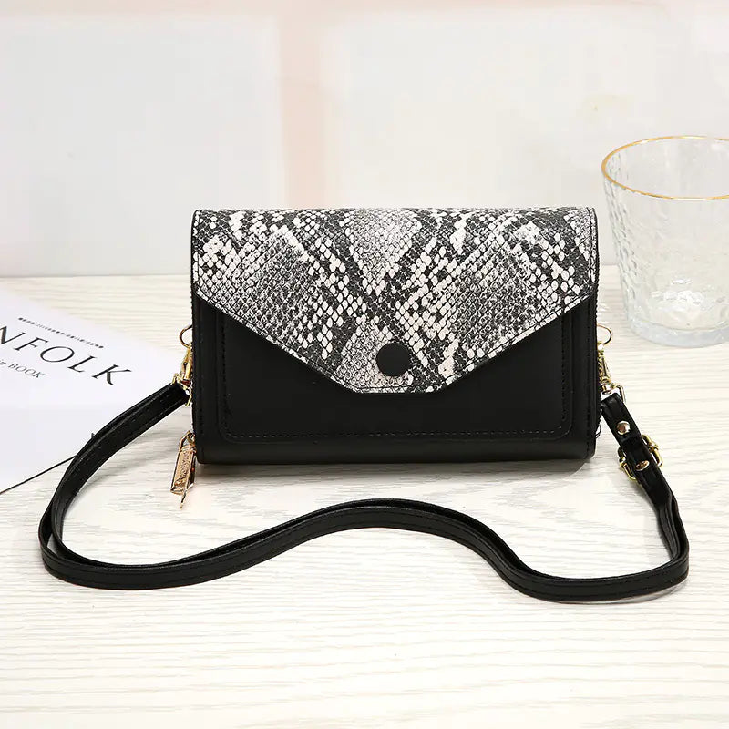Snakeskin Flap Crossbody Purse