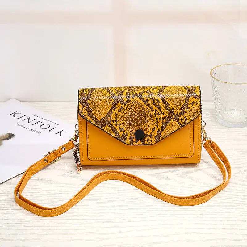 Snakeskin Flap Crossbody Purse
